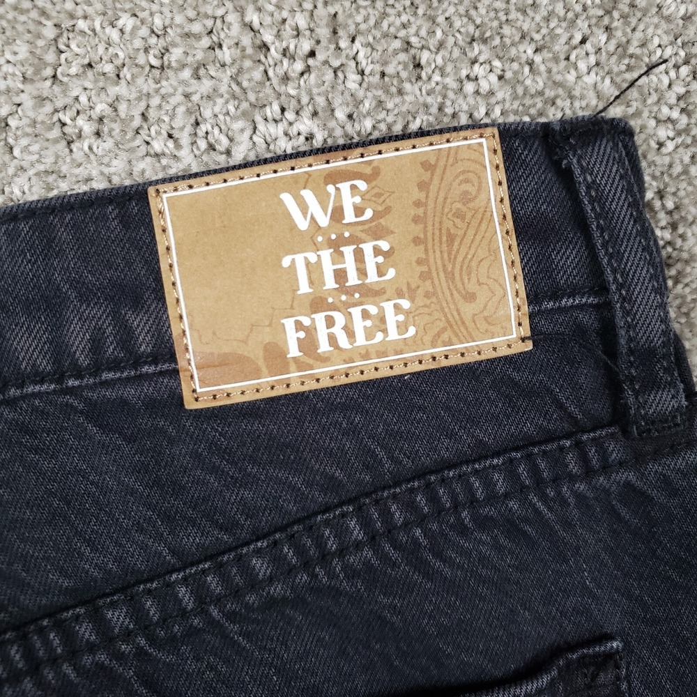 We the Free People Jeans 28 (33x29) Black Just Frills Low-Rise Wide-Leg Boho - Picture 9 of 16